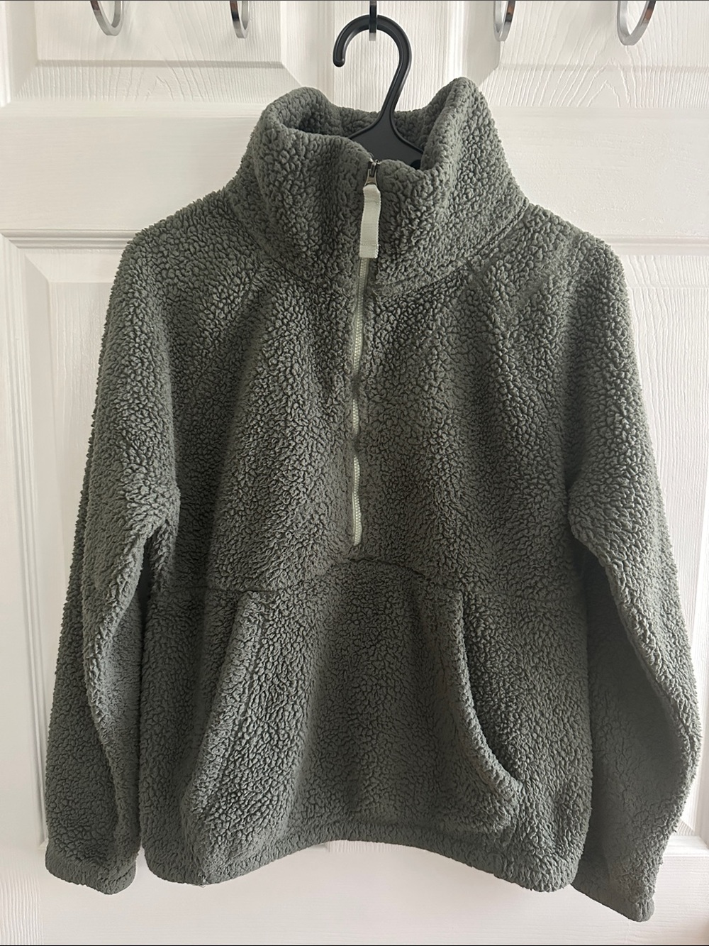 Eddie Bauer - Women’s Olive Sherpa Half-Zip Pullover Jacket - Size Small
